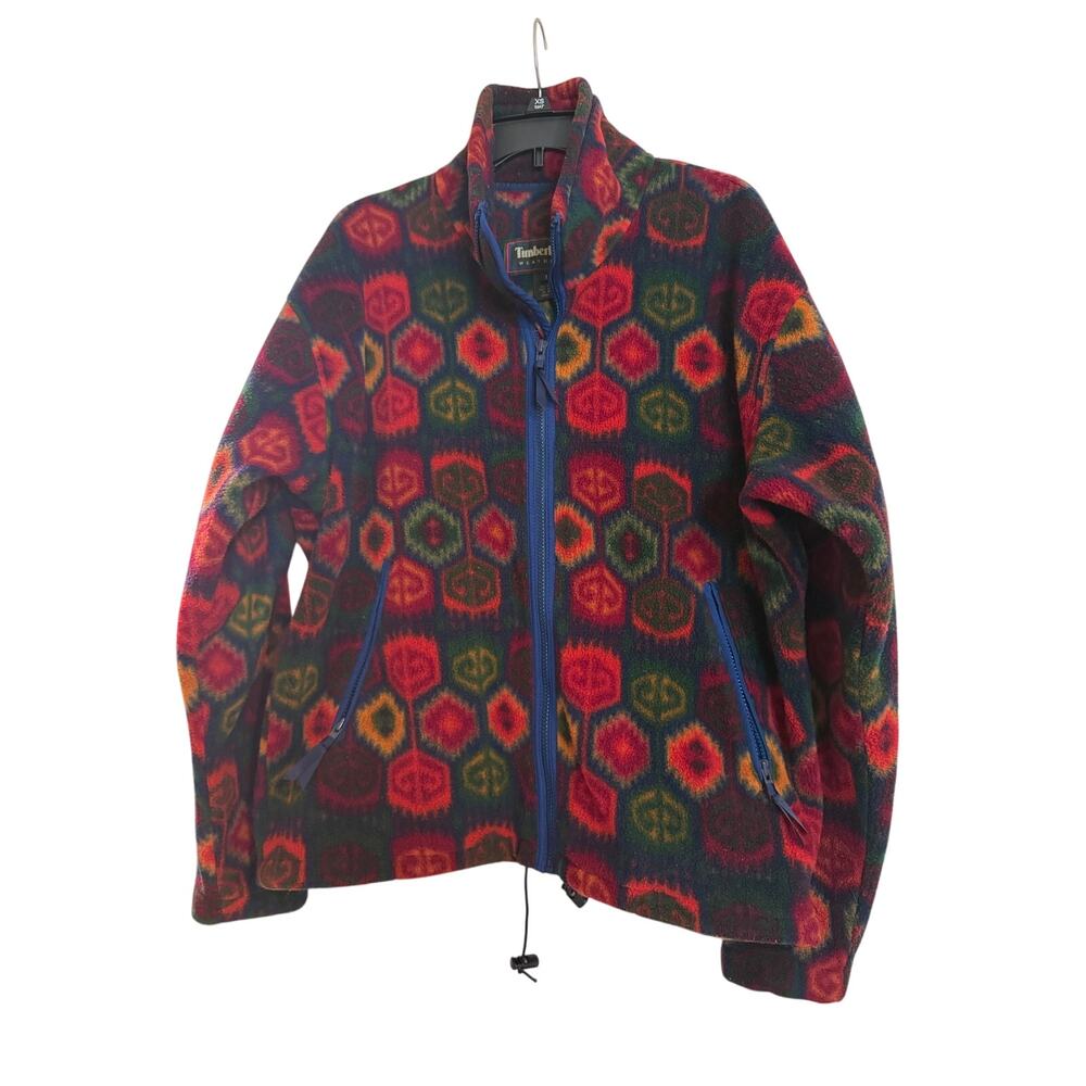 Vintage 90s Timberland Weathergear Aztec Geometric Fleece Jacket Medium